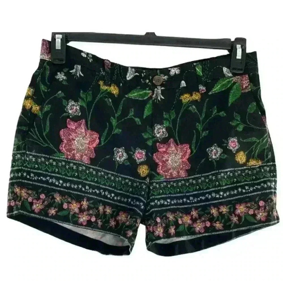 Old Navy Womens Multicolor Floral Print Flat Front Trouser Summer Shorts Size 8 - Picture 3 of 9